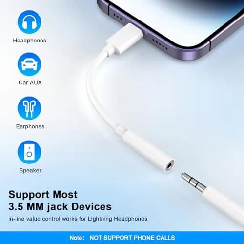 DESOFICON Apple MFi Certified Lightning to 3.5mm Headphone Jack Adapter 5 Pack (2cm) thumbnail 2