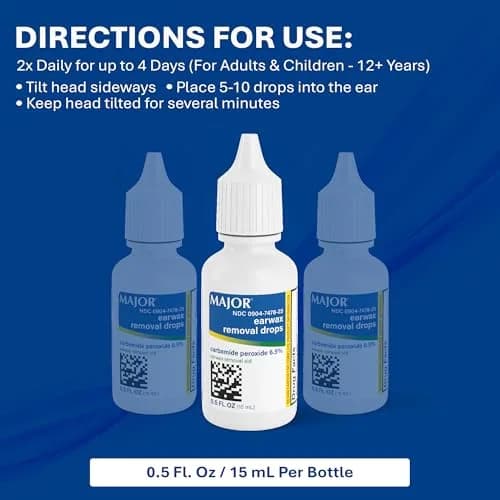 MAJOR Earwax Removal Drops with 6.5% Carbamide Peroxide | Gentle & Safe Ear Cleaning for Adults & Kids 12+ thumbnail 3