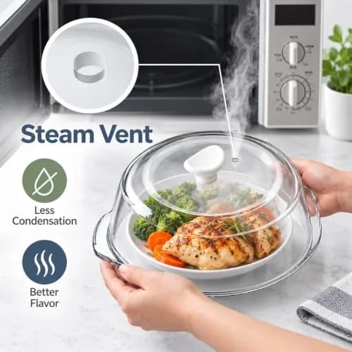 ACEPRUT New Upgrade Glass Microwave Splatter Cover with Ceramic Handle & Screw | Heat-Resistant BPA-Free Kitchen Accessory thumbnail 6
