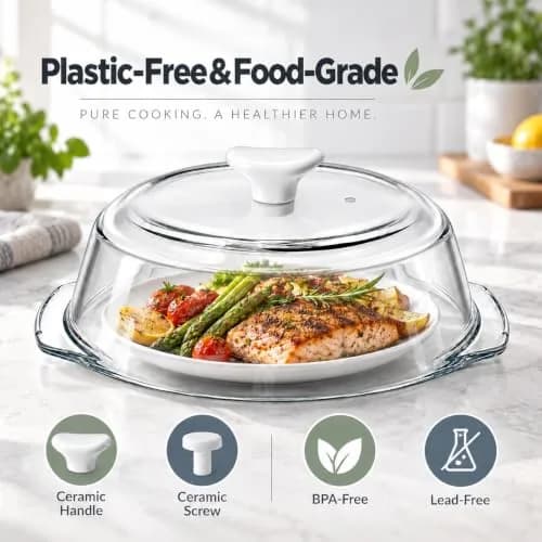 ACEPRUT New Upgrade Glass Microwave Splatter Cover with Ceramic Handle & Screw | Heat-Resistant BPA-Free Kitchen Accessory thumbnail 2