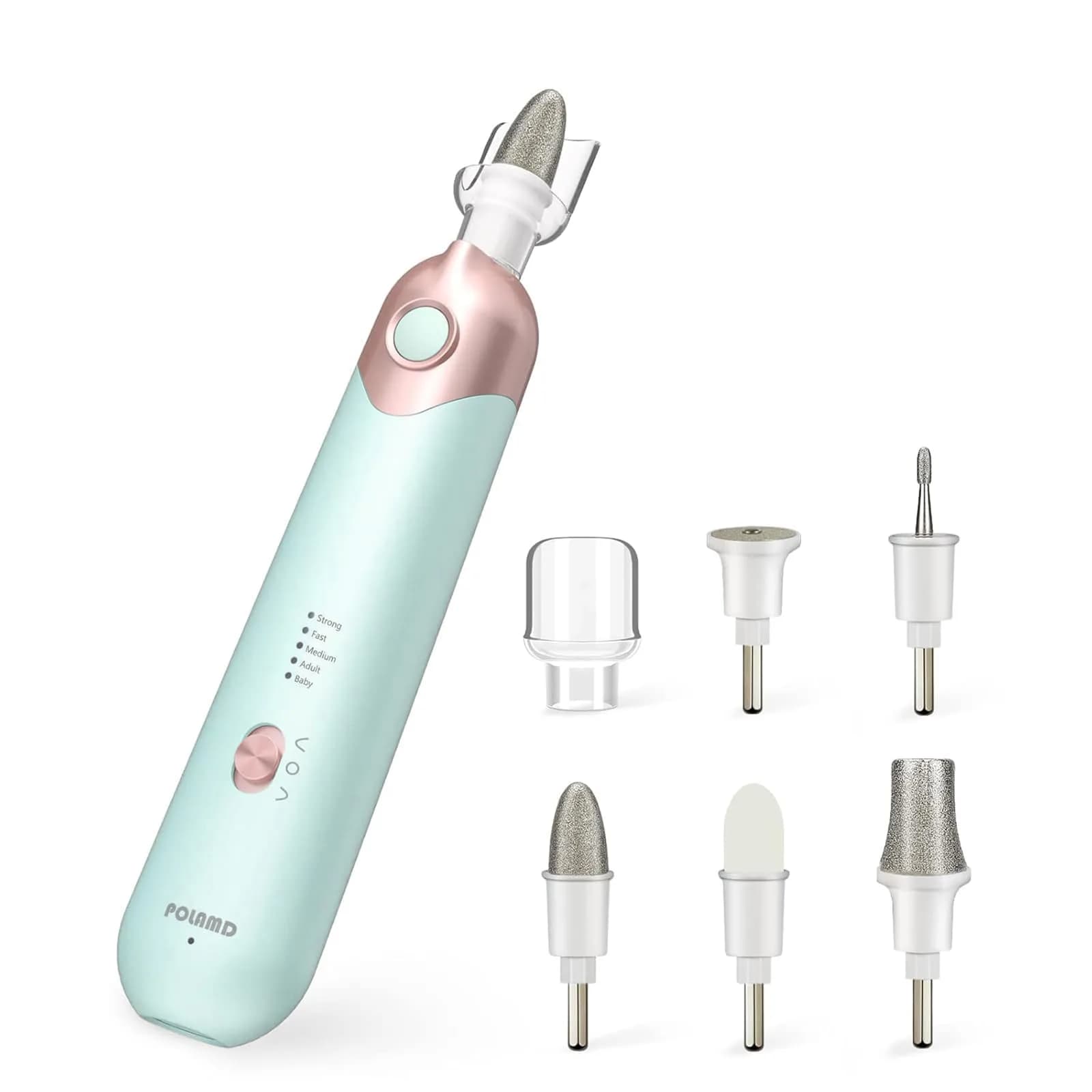 POLAMD Professional Electric Nail Drill Machine for Manicure Pedicure, Cordless Rechargeable Foot Care Tool with 5 Speeds (Blue) - main product image
