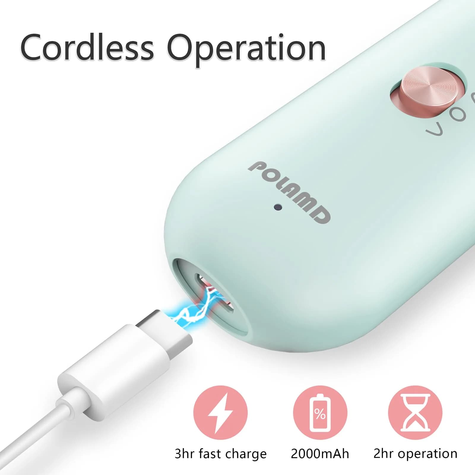 POLAMD Professional Electric Nail Drill Kit Blue | 5-Speed Cordless Manicure Pedicure Tool - view 4