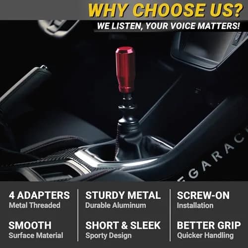 Mega Racer Red Hardware Handle | 4 Metal Adapters, Universal Fit, Durable Aluminum (3 inches) thumbnail 4