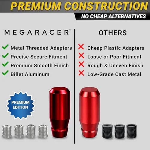 Mega Racer Red Hardware Handle | 4 Metal Adapters, Universal Fit, Durable Aluminum (3 inches) thumbnail 6