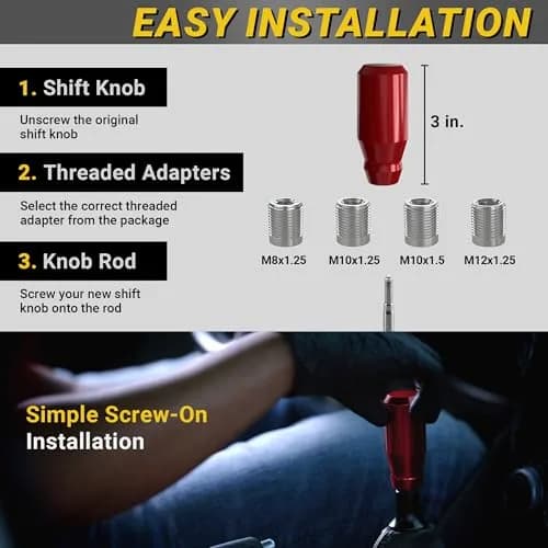Mega Racer Red Hardware Handle | 4 Metal Adapters, Universal Fit, Durable Aluminum (3 inches) thumbnail 7