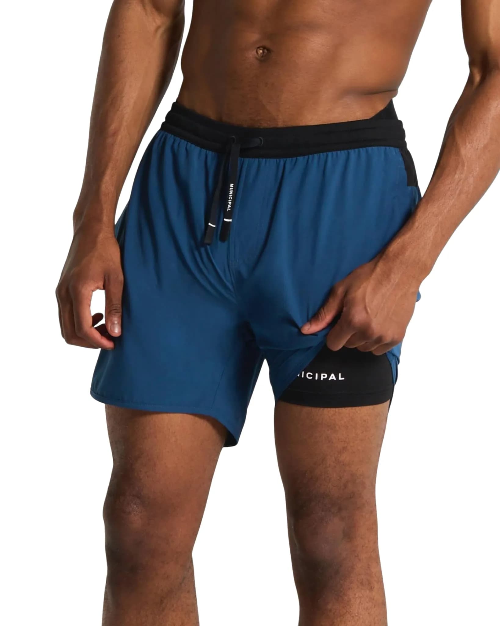 MUNICIPAL Men's Daybreak Lined 5" Shorts, Blue Wing/Black, 2X-Large | Performance Shorts with Pockets