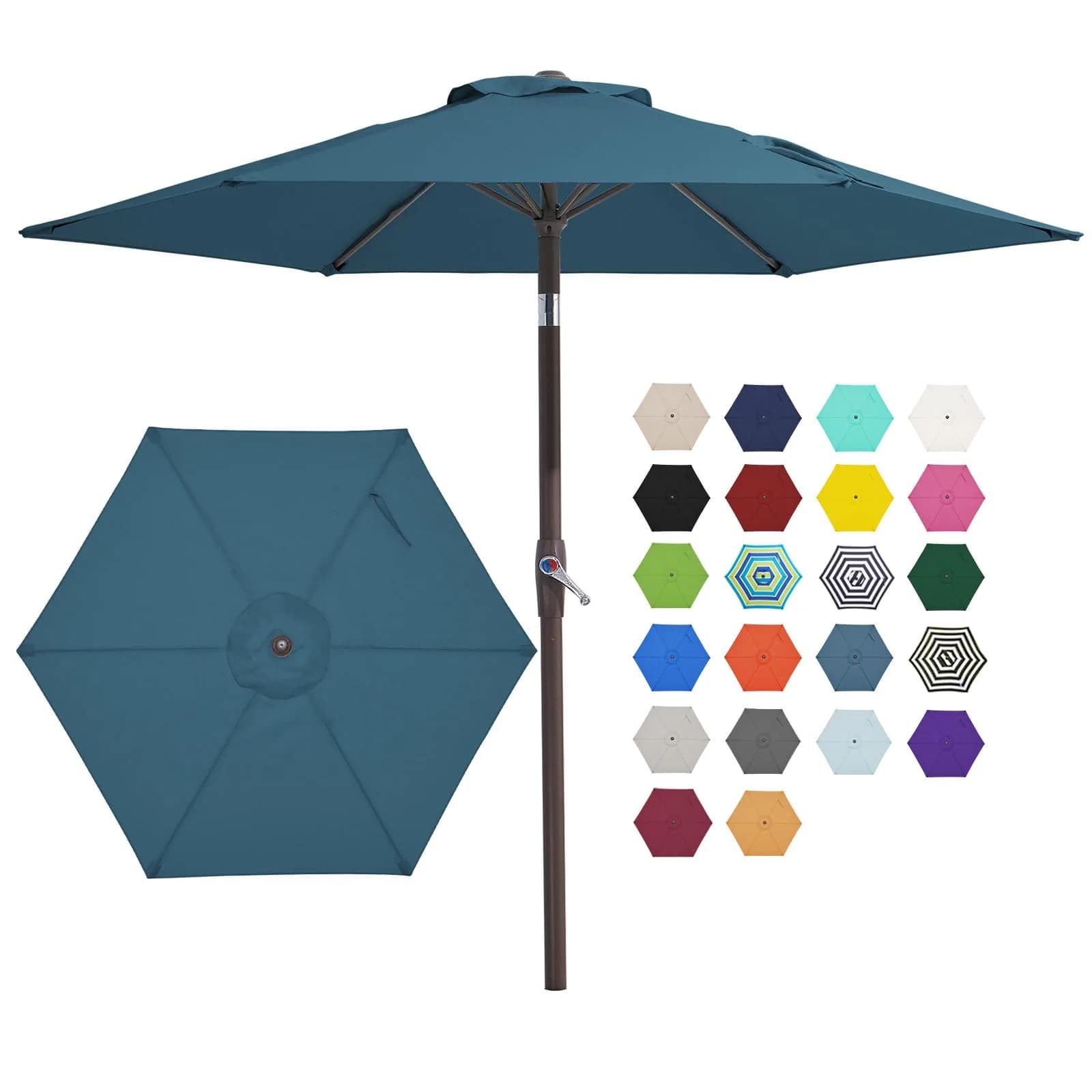 JEAREY 7.5 ft Outdoor Patio Umbrella, Lake Blue | Windproof & UV Resistant
