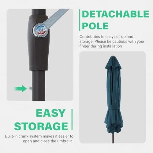 JEAREY 7.5 ft Outdoor Patio Umbrella, Lake Blue | Windproof & UV Resistant thumbnail 9