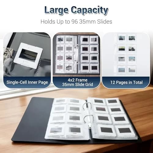 JJC Archival 35mm Slide Film Mounts Storage Album Case Organizer for 96 Slides | Protects from Light and Dust thumbnail 5