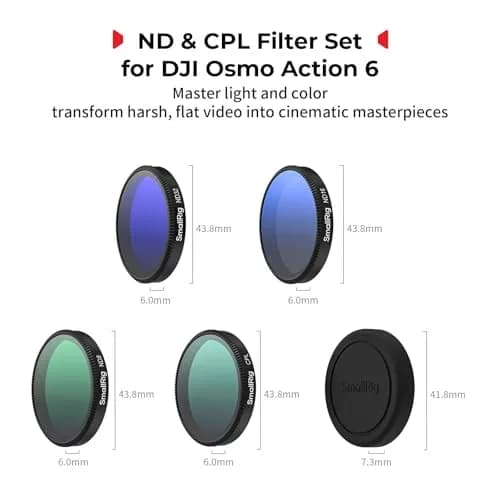 SmallRig ND Filter Kit for DJI Osmo Action 6, CPL ND8 ND16 ND32 Filters & Lens Cover | 43.86mm HD Optical Glass thumbnail 2
