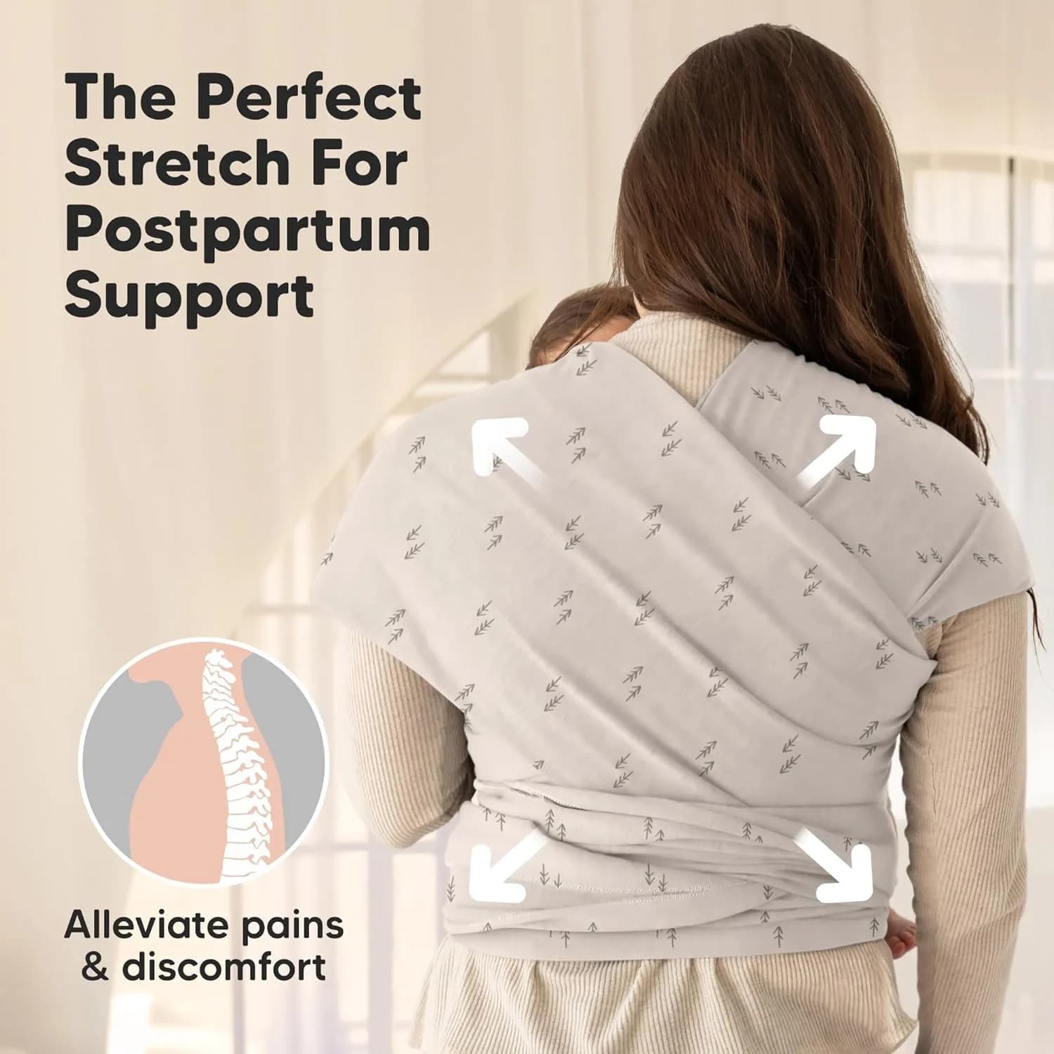 KeaBabies Original Baby Wrap Carrier (Pines) — 0.5 kg (1.1 lb) | Ergonomic, IHDI Certified, Breathable Fabric for Newborns to Toddlers - view 5
