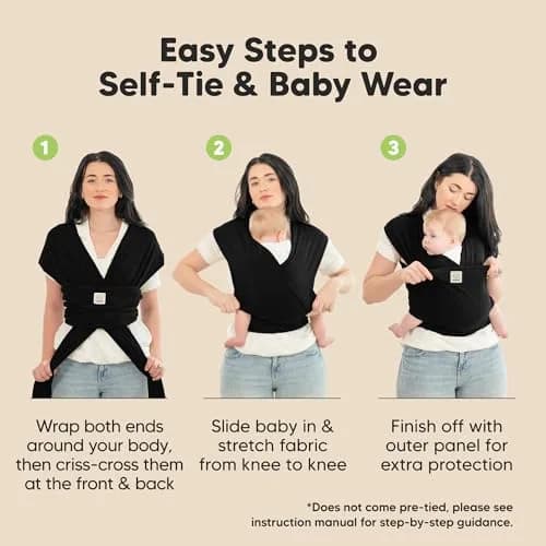 KeaBabies Original Baby Wrap Carrier (Pines) — 0.5 kg (1.1 lb) | Ergonomic, IHDI Certified, Breathable Fabric for Newborns to Toddlers thumbnail 7