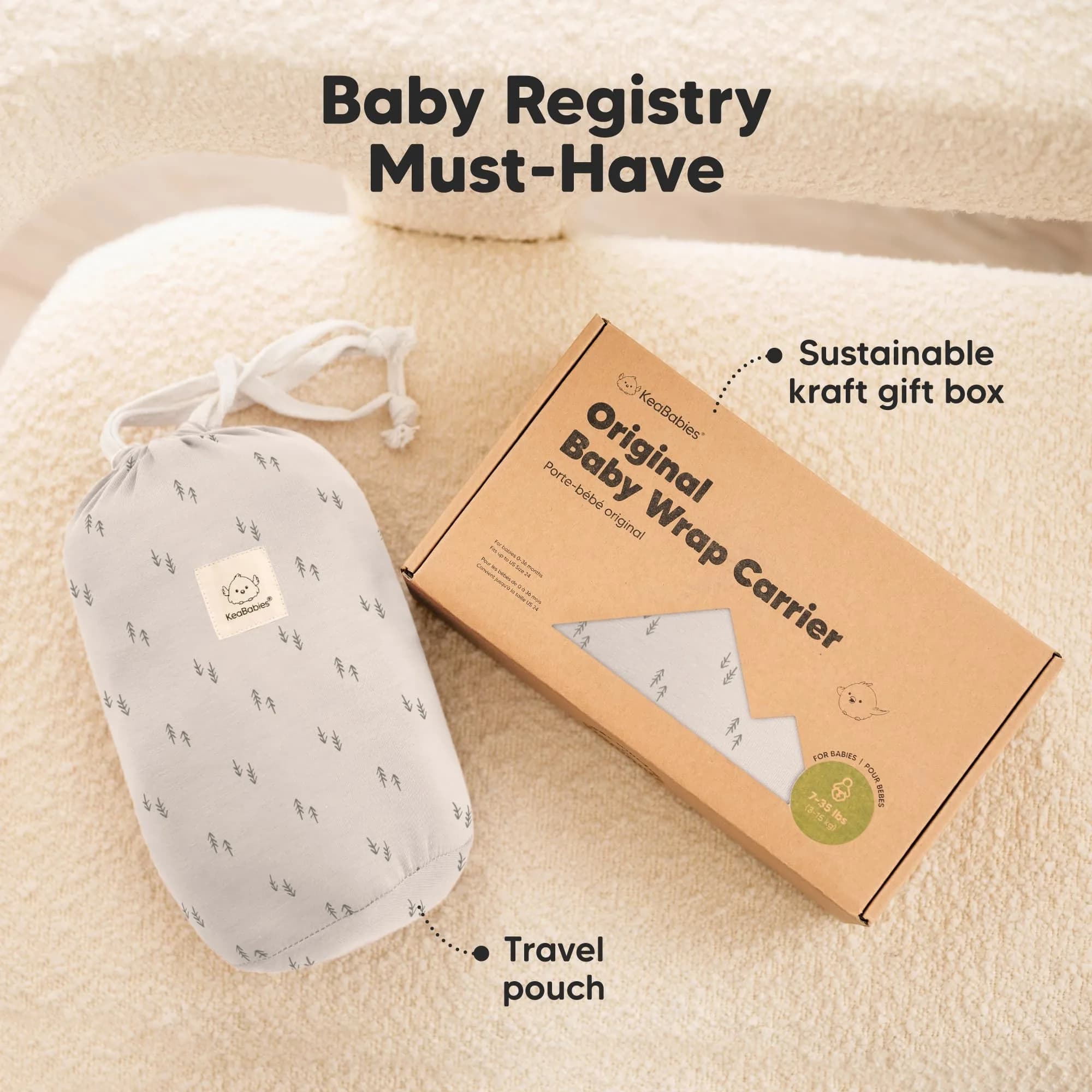 KeaBabies Original Baby Wrap Carrier (Pines) — 0.5 kg (1.1 lb) | Ergonomic, IHDI Certified, Breathable Fabric for Newborns to Toddlers - view 9