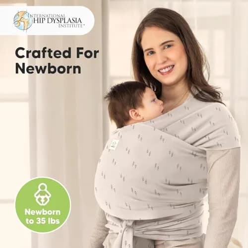 KeaBabies Original Baby Wrap Carrier (Pines) — 0.5 kg (1.1 lb) | Ergonomic, IHDI Certified, Breathable Fabric for Newborns to Toddlers thumbnail 2