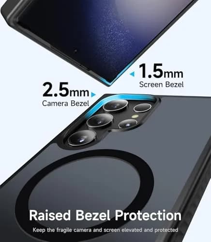 Halokin Cellular Phone Case Magnetic with Invisible Stand | Black, Compatible with Galaxy S23 Ultra thumbnail 7