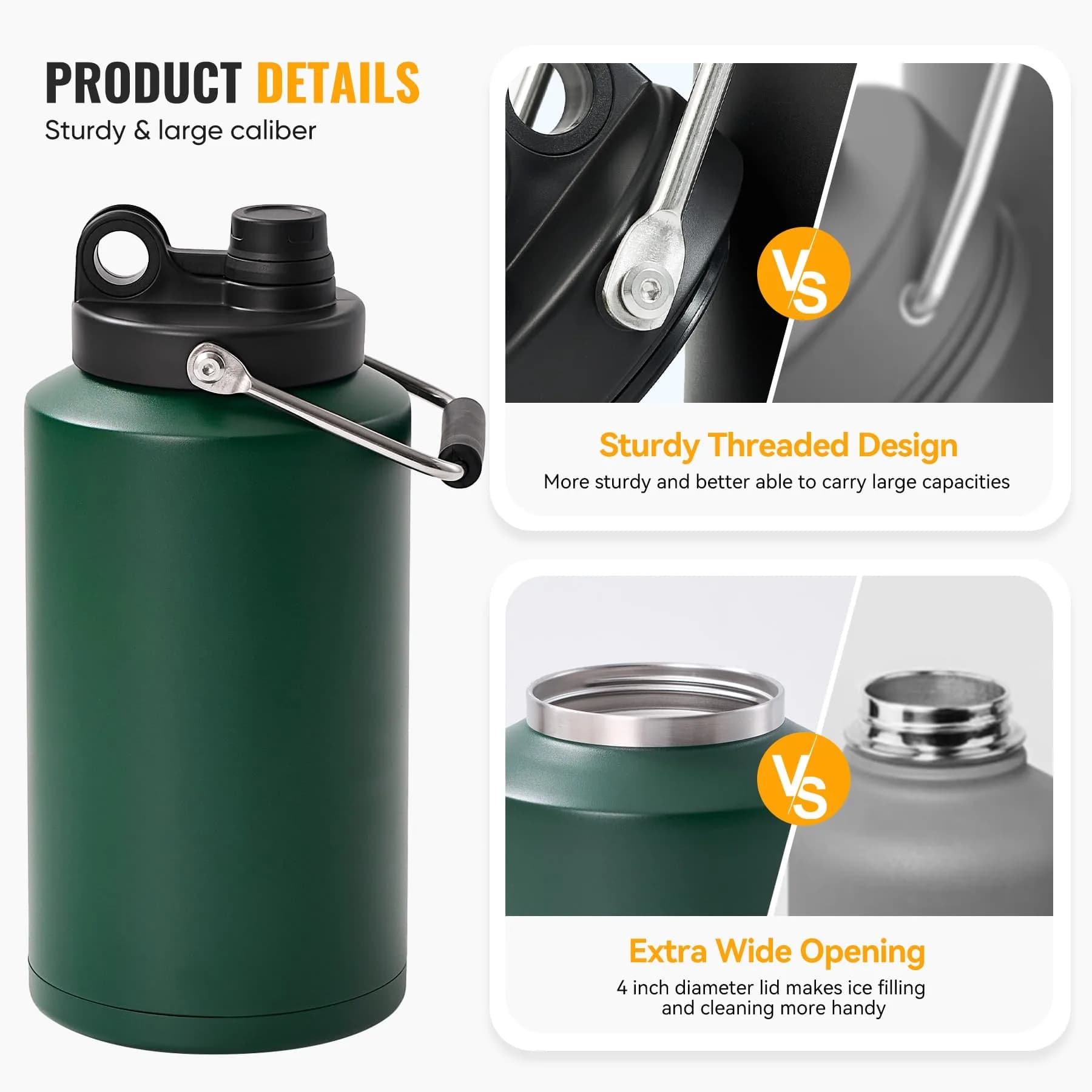 Kerilyn Gallon Insulated Water Jug 3785ml (128oz) with Bag | Keeps Cold 48 Hours, Hot 24 Hours - view 6