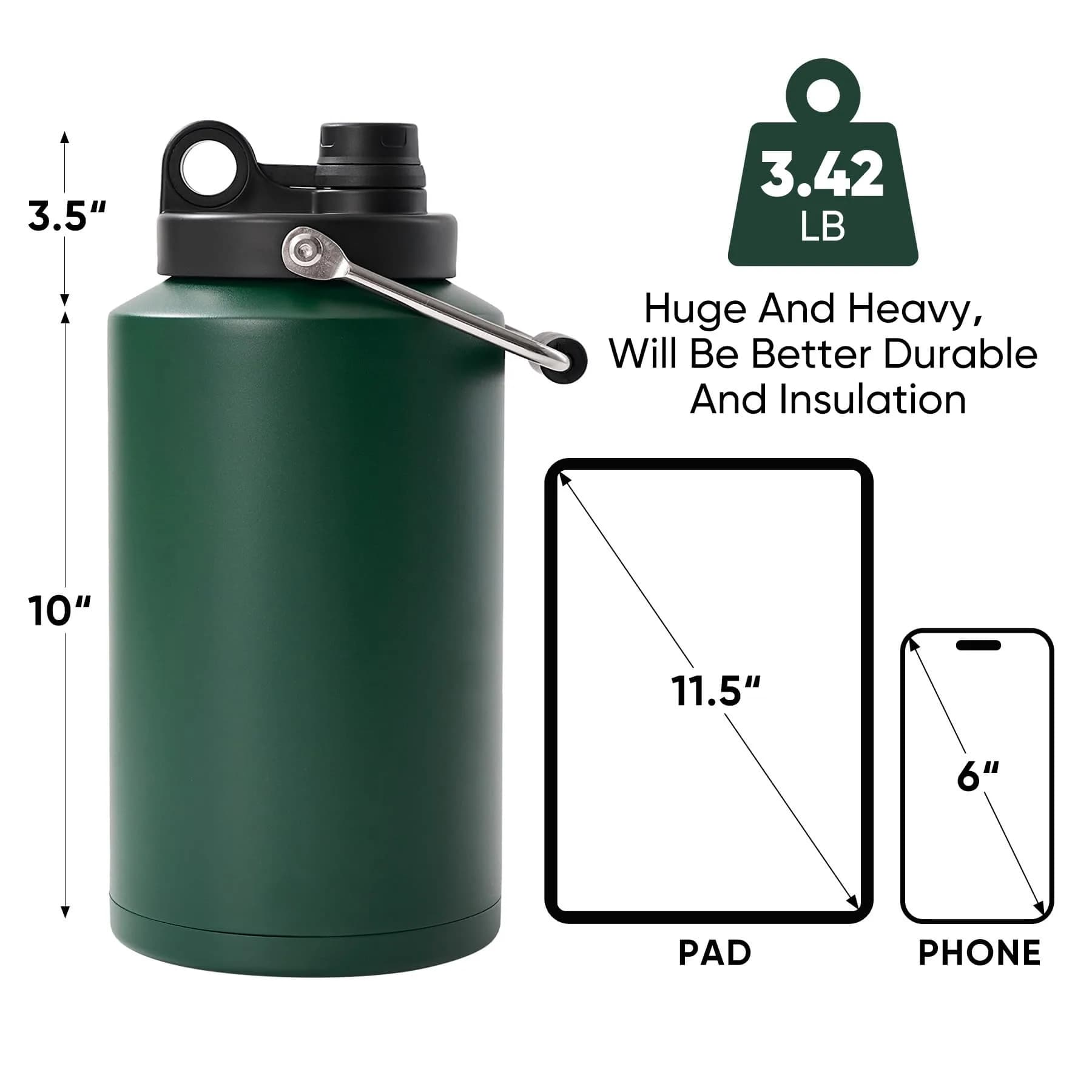 Kerilyn Gallon Insulated Water Jug 3785ml (128oz) with Bag | Keeps Cold 48 Hours, Hot 24 Hours - view 3