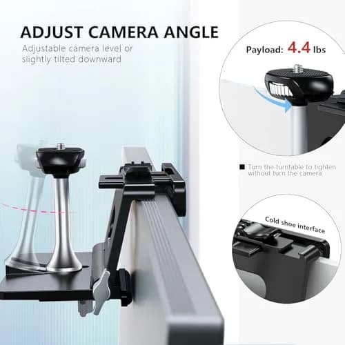 RAUBAY Monitor Camera Mount, Curved Screen Clamp, 1/4" Screw, CM02 | Adjustable, Space-Saving Webcam Clamp for Curved Monitors thumbnail 4