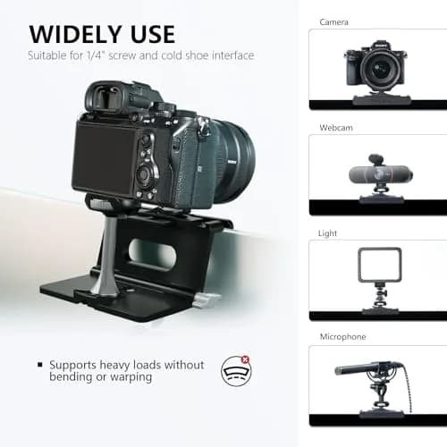 RAUBAY Monitor Camera Mount, Curved Screen Clamp, 1/4" Screw, CM02 | Adjustable, Space-Saving Webcam Clamp for Curved Monitors thumbnail 5