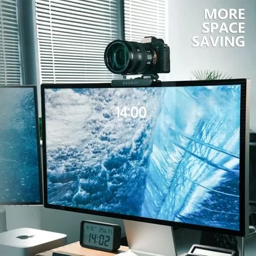 RAUBAY Monitor Camera Mount, Curved Screen Clamp, 1/4" Screw, CM02 | Adjustable, Space-Saving Webcam Clamp for Curved Monitors thumbnail 6