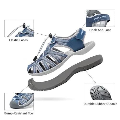 DREAM PAIRS Women's Closed Toe Sport Athletic Sandals 24 cm (9 US) Navy | Comfortable Fisherman Style thumbnail 8