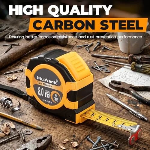 MulWark 26ft (8m) Retractable Tape Measure with Double Secure Blade Lock & Magnetic Hook | Professional Grade for Construction & Woodworking thumbnail 5