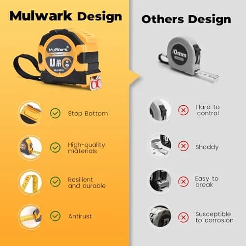 MulWark 26ft (8m) Retractable Tape Measure with Double Secure Blade Lock & Magnetic Hook | Professional Grade for Construction & Woodworking thumbnail 6