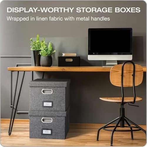 Pendaflex File Organizer Box with Lid, Hanging File Storage Box 2-Pack 34L (16" x 13" x 10") | Sturdy Linen Fabric for Office & Home thumbnail 6