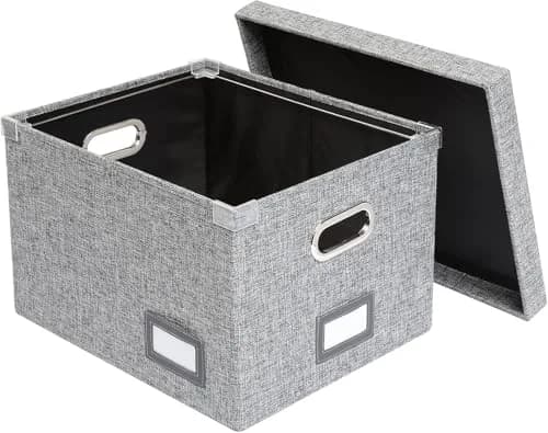 Pendaflex File Organizer Box with Lid, Hanging File Storage Box 2-Pack 34L (16" x 13" x 10") | Sturdy Linen Fabric for Office & Home thumbnail 3