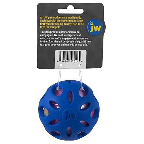 JW Petmate Crackle Heads Crackle Ball Crunchy Noise Chew Toy for Dogs Assorted Colors, Medium 3' Diameter | Durable & Safe Chew Toy thumbnail 4