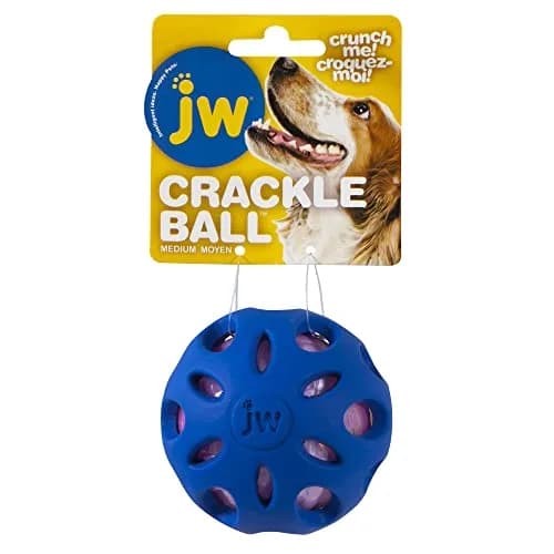 JW Petmate Crackle Heads Crackle Ball Crunchy Noise Chew Toy for Dogs Assorted Colors, Medium 3' Diameter | Durable & Safe Chew Toy thumbnail 3