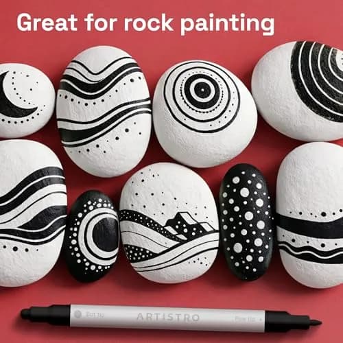 ARTISTRO Dual-Tip Acrylic Paint Markers (12 Black Pens) | Precision Lines & Bold Strokes for Crafts thumbnail 7