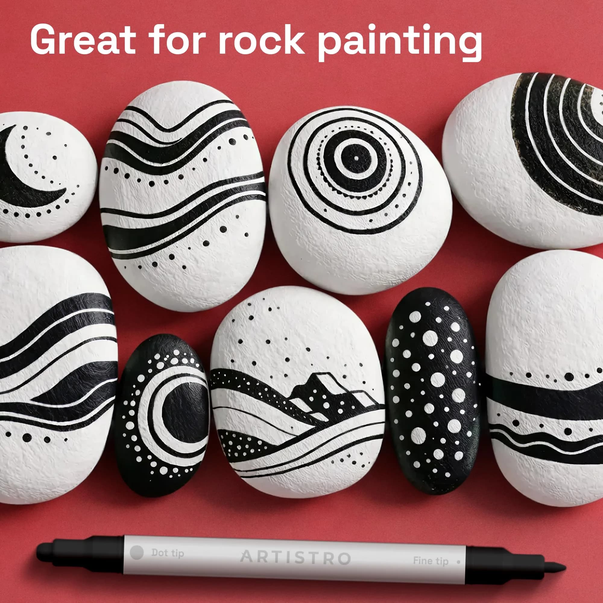 ARTISTRO Dual-Tip Acrylic Paint Markers - 12 Pack, Black | Perfect for Precision Lines & Bold Strokes on Crafts - view 7