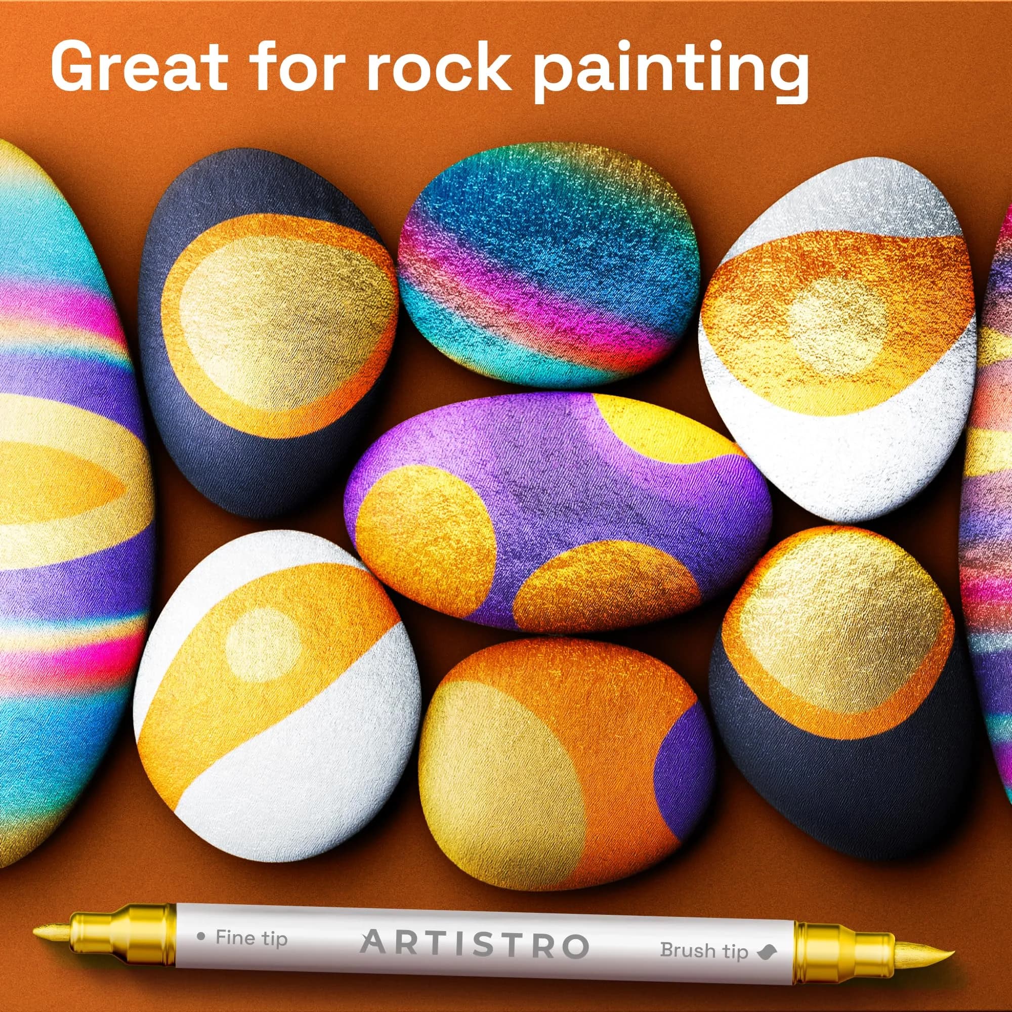 ARTISTRO Gold Acrylic Paint Markers Dual Tip (12 Count) | Non-Toxic & Multi-Surface Art Pens - view 7