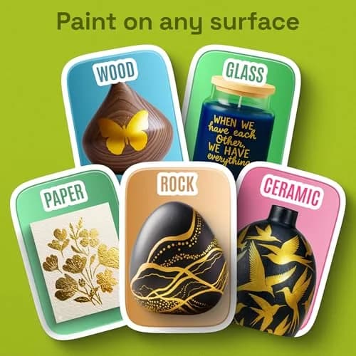 ARTISTRO Gold Acrylic Paint Markers Dual Tip (12 Count) | Non-Toxic & Multi-Surface Art Pens thumbnail 3