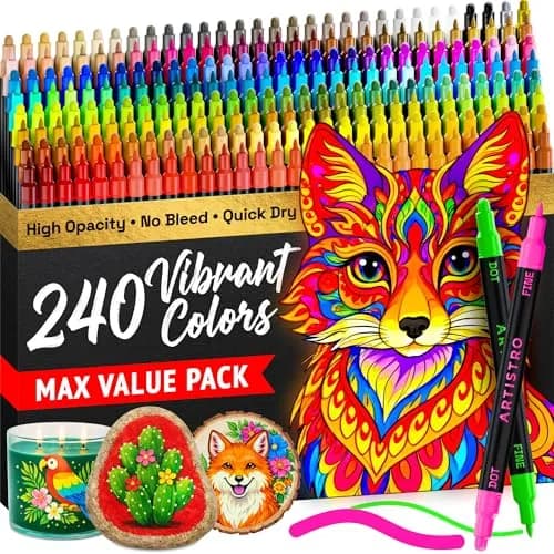 ARTISTRO 240 Dual-Tip Acrylic Paint Markers | Assorted Colors Value Pack thumbnail 1