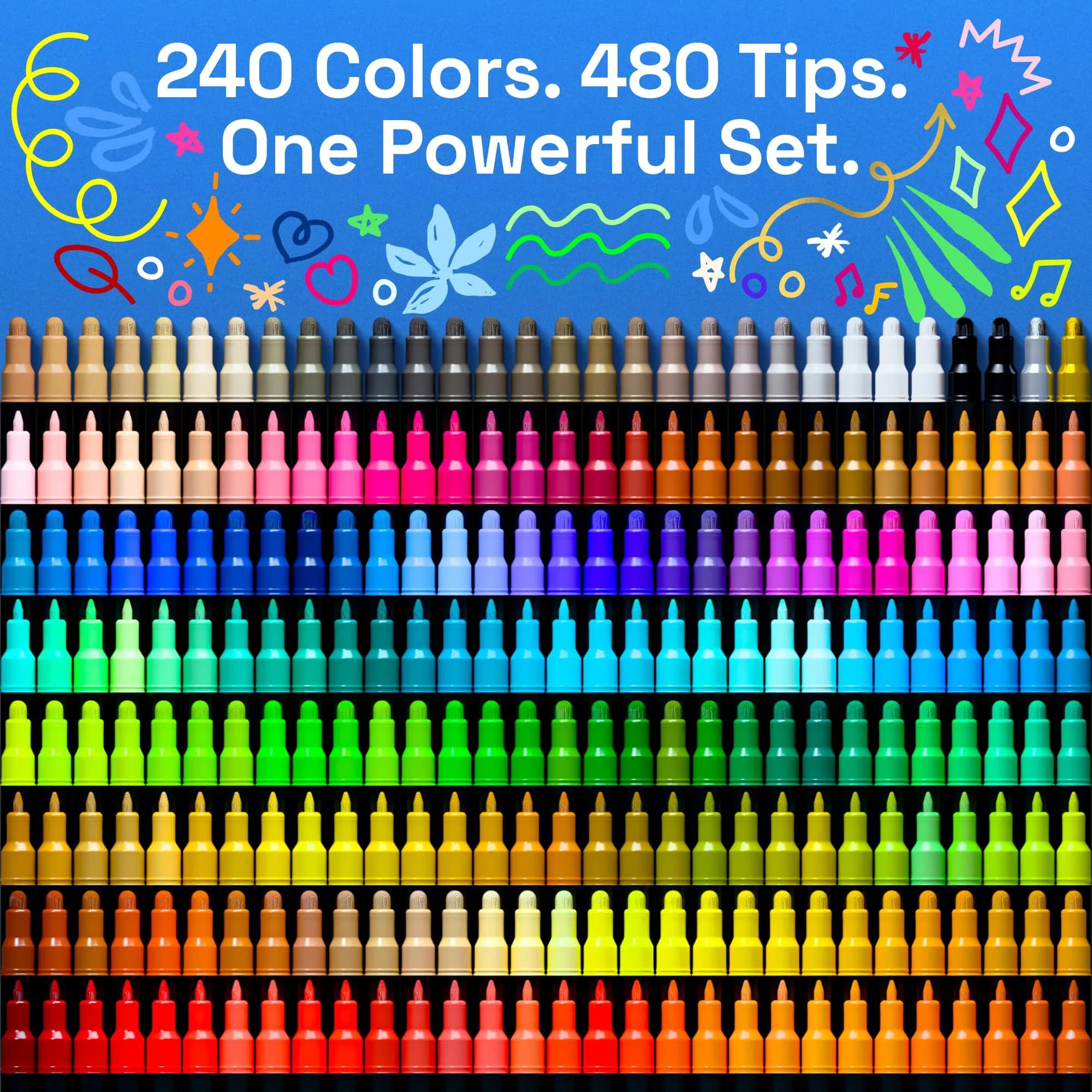 ARTISTRO 240 Dual-Tip Acrylic Paint Markers | Assorted Colors Value Pack - view 2
