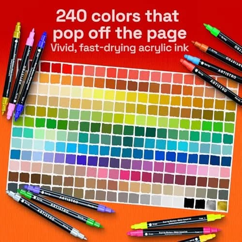 ARTISTRO 240 Dual-Tip Acrylic Paint Markers | Assorted Colors Value Pack thumbnail 3