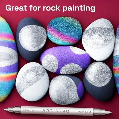 ARTISTRO Silver Dual-Tip Acrylic Paint Marker Pens 5-Pack | ASTM D-4236 Certified thumbnail 7