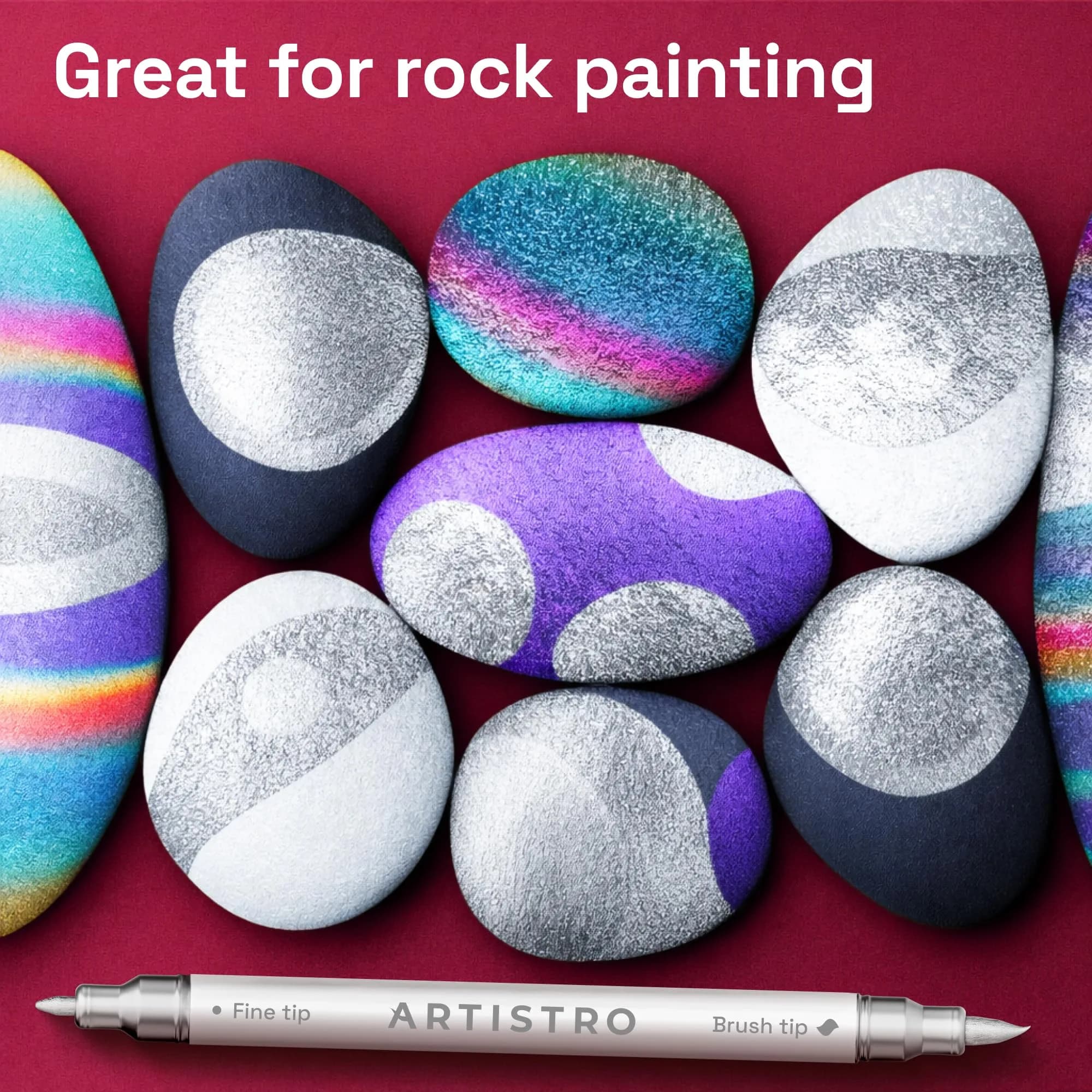 ARTISTRO Silver Acrylic Paint Markers Dual Tip (5 Pens) | Non-Toxic Metallic Art Supplies - view 7