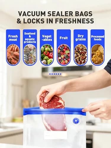 ZABINS Reusable Vacuum Sealer Bags (30 Pcs, 10 S + 10 M + 10 L) | BPA-Free Food Storage for Sous Vide, Freezer, Microwave thumbnail 5