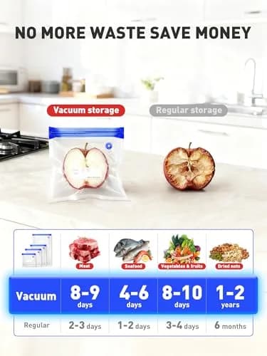 ZABINS Reusable Vacuum Sealer Bags (30 Pcs, 10 S + 10 M + 10 L) | BPA-Free Food Storage for Sous Vide, Freezer, Microwave thumbnail 3