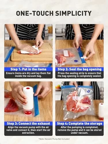 ZABINS Reusable Vacuum Sealer Bags L-Size (30 Pcs, 25.5cm x 33.5cm) | BPA-Free Food Storage for Sous Vide & Freezer thumbnail 4