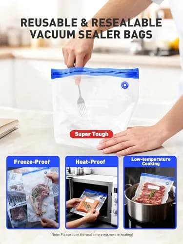 ZABINS 30 Pcs Reusable Vacuum Sealer Bags for Food | Leak-Proof BPA-Free Storage for Sous Vide & Freezer (70-120c) thumbnail 6