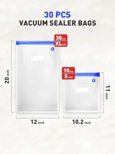ZABINS 30 Pcs Reusable Vacuum Sealer Bags for Food | Leak-Proof BPA-Free Storage for Sous Vide & Freezer (70-120c) thumbnail 2