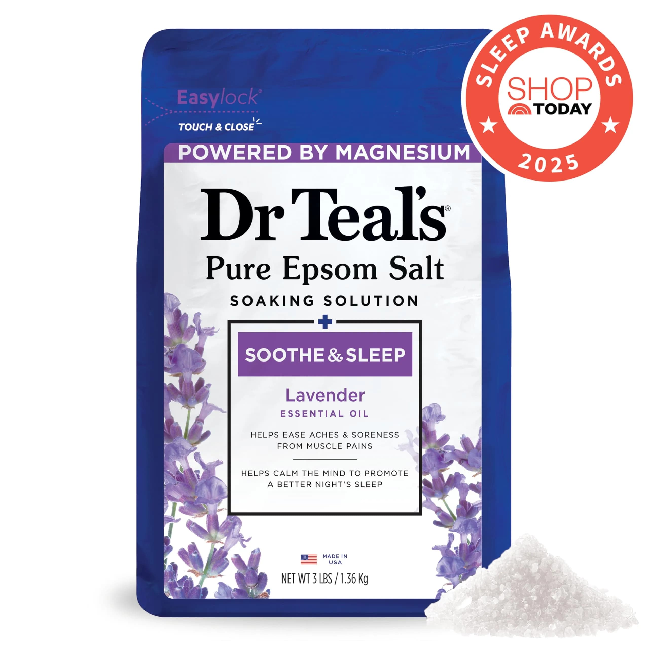 Dr Teal's Soothe & Sleep Lavender Epsom Salt Soak, 48 oz (Pack of 4) - view 2