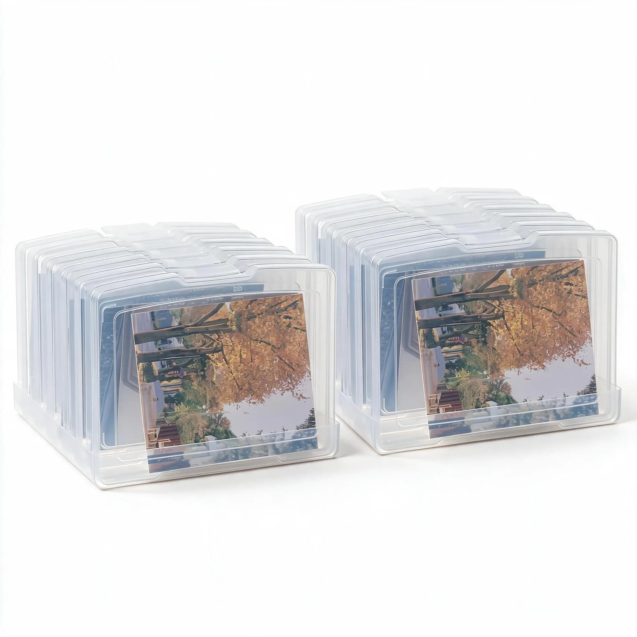 novelinks 6 Pcs 4"x6" Plastic Photo Storage Boxes with Tray | Clear 2Pack for Photos & Crafts — Clear