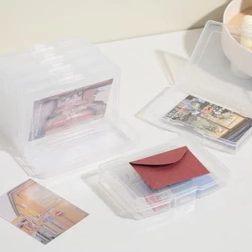 novelinks 6 Pcs 4"x6" Plastic Photo Storage Boxes with Tray | Clear 2Pack for Photos & Crafts thumbnail 4