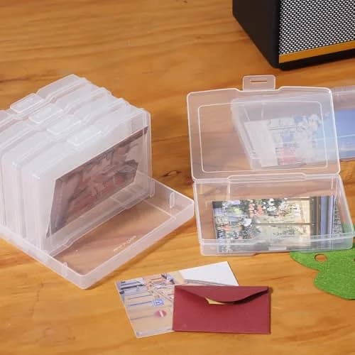 novelinks 6 Pcs 4"x6" Plastic Photo Storage Boxes with Tray | Clear 2Pack for Photos & Crafts thumbnail 3