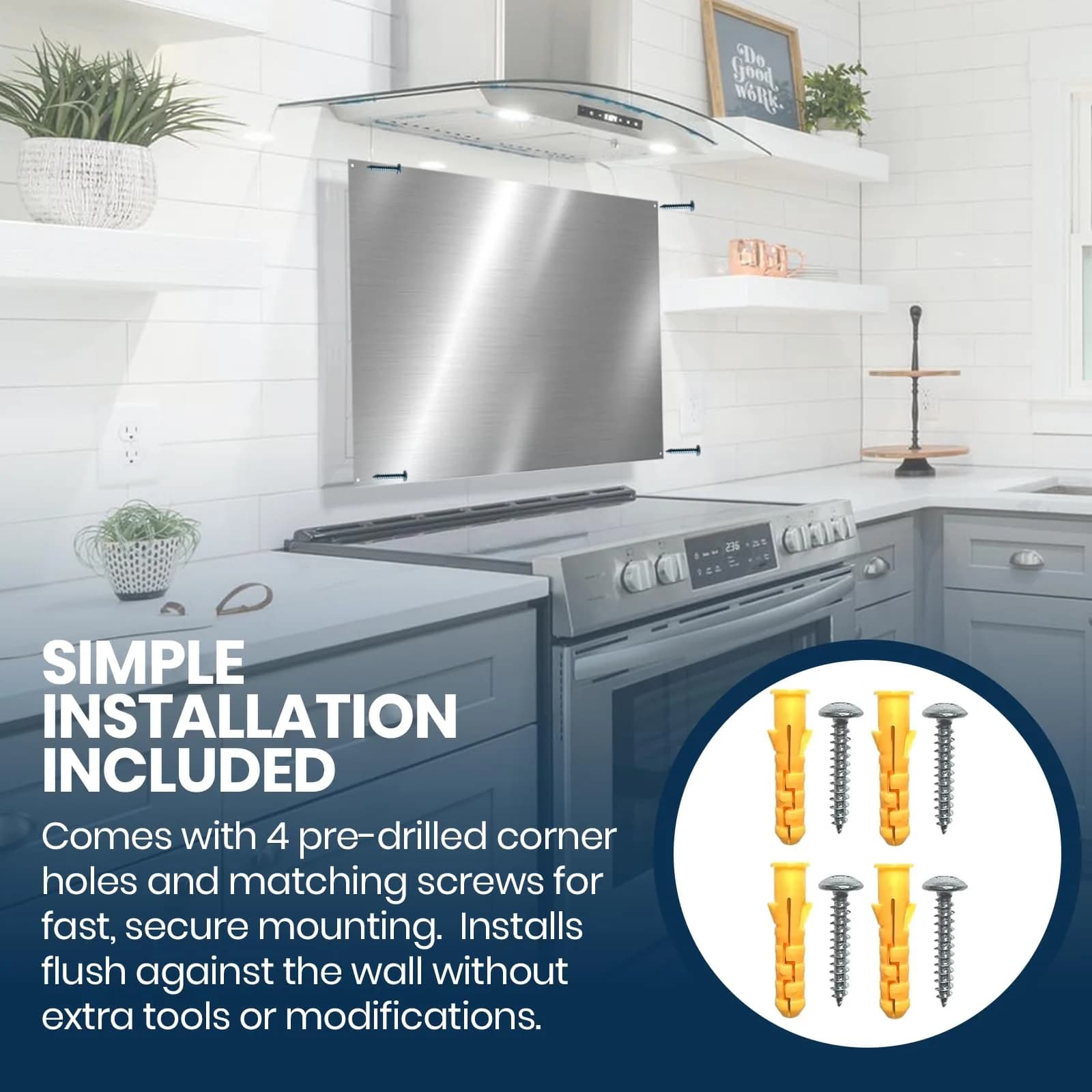 CALPALMY 30"x18" Reversible Stainless Steel Stove Backsplash Panel – Easy Install Splatter Guard - view 5